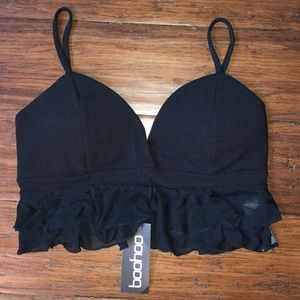 BNWT BOOHOO Womans Black Dress Bralette SZ.12